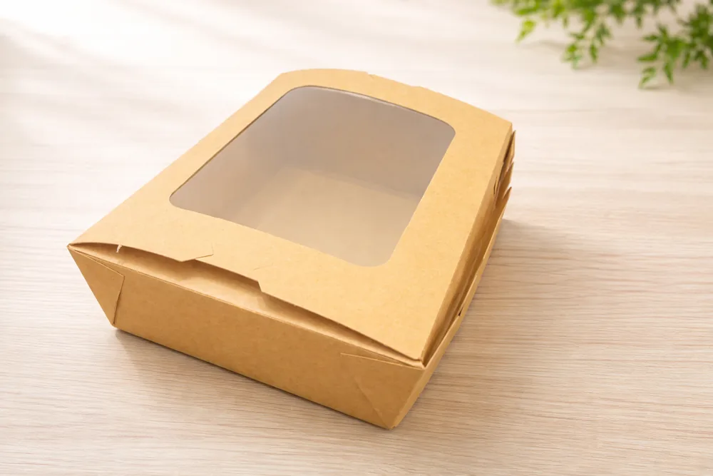 Caja kraft con ventana – pack 10 unidades (1000 ml)